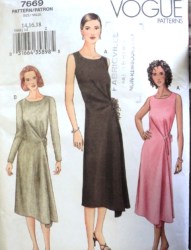 7669 VOGUE EZ PULLOVER DRAPE TIE DRESS SLVS OR NOT PATTERN 8-12